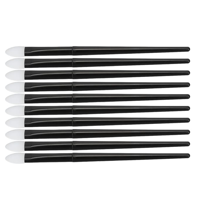 10 stuks Siliconen Oogschaduwborstel Zacht Herbruikbaar Langdurig Siliconen Glitter Applicator Lippenborstels black