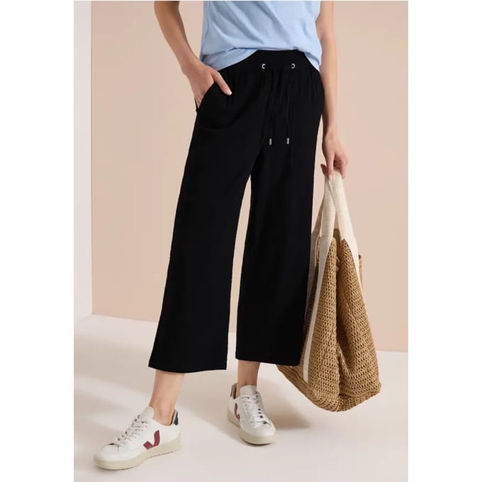 3/4 Wide Legs broek in seersucker kwaliteit