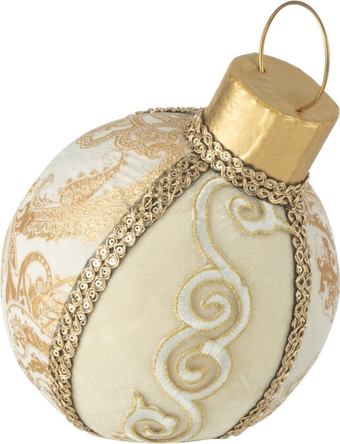 J-Line decoratie bal decoratief patroon - polyfoam/textiel - goud - small