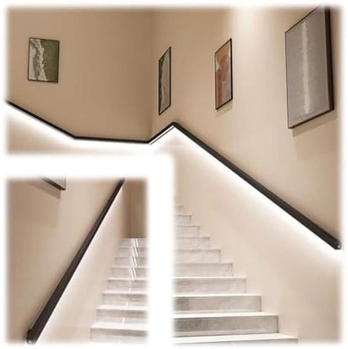 Leuning Trap Verlichting - Wandgreep Bar - Veilig Lopen - Lichaamssensor - 300 cm - Zwart