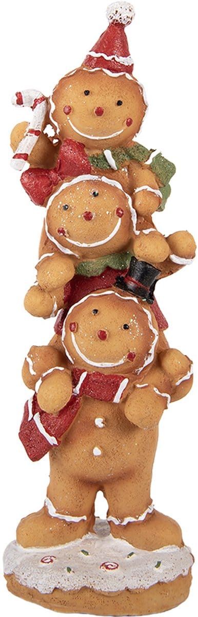 Clayre & Eef Kerstdecoratie Beeld Gingerbread man 10x8x27 cm Bruin Kunststof