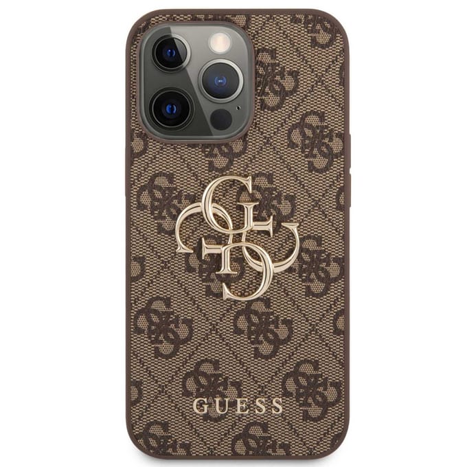 Guess 4G Metal Logo Backcover voor de Apple iPhone 13 Pro Max - Bruin