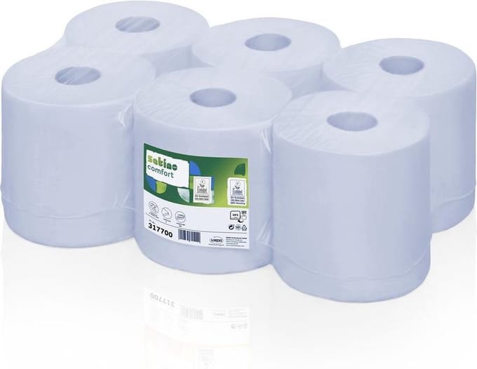 Satino poetsrol blauw 2-laags recycled tissue 6x150m geperforeerd
