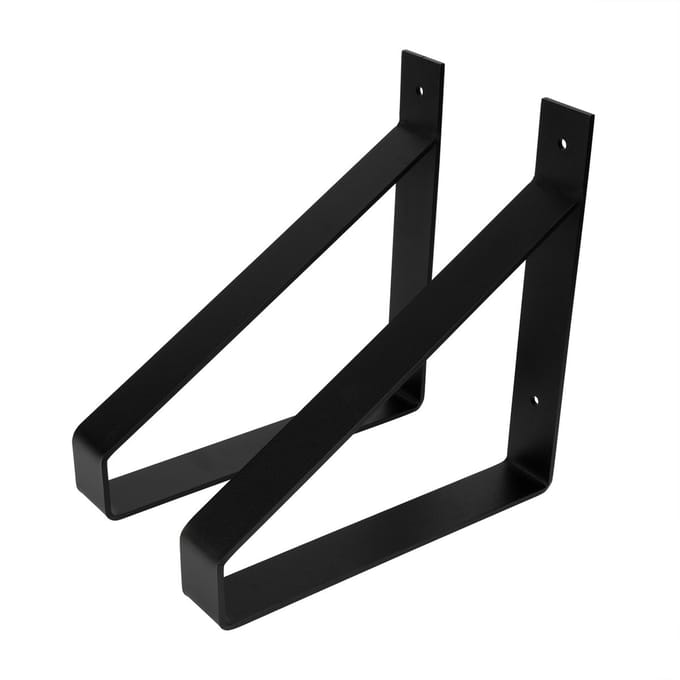 Wovar Plankdrager Zwart Industrieel 25 x 25 cm | Set 2 Stuks