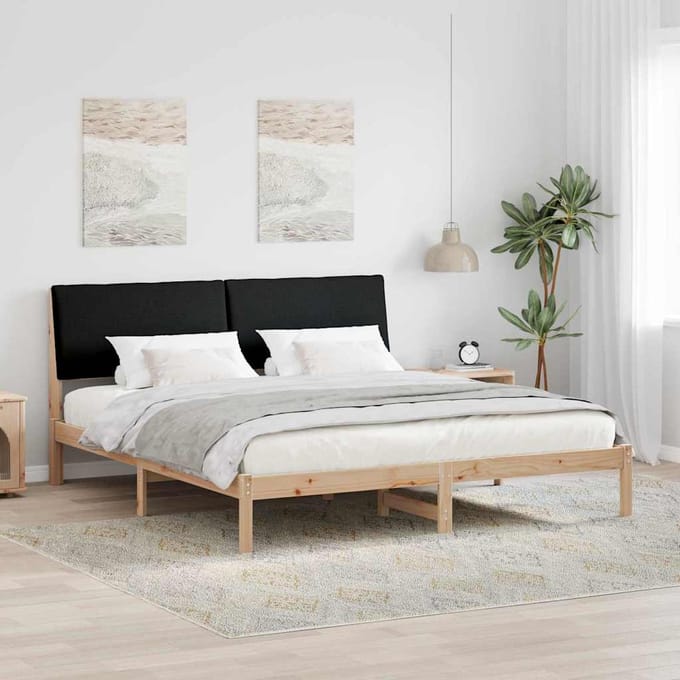 vidaXL - Bedframe - Bruin - en - zwart - 200 - x - 200 - cm - Massief - grenenhout