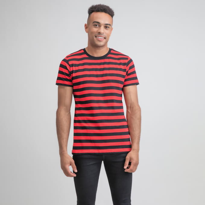 Mantis Heren Gestreept T-shirt L rood/zwart