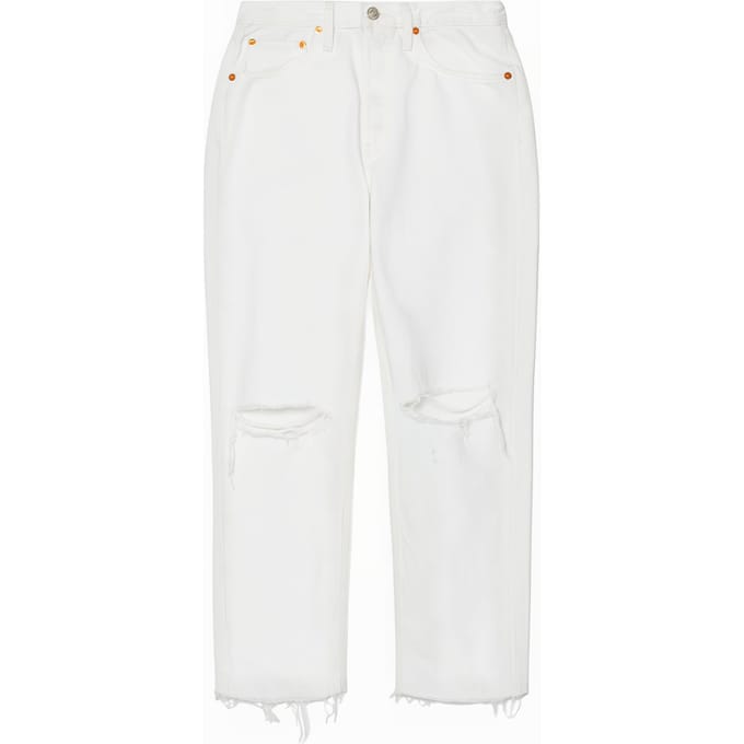 RE/DONE 70s Stove Pipe White Destroy Taglia: 24 | Jeans straight fit Outlet | Donna | Bianco