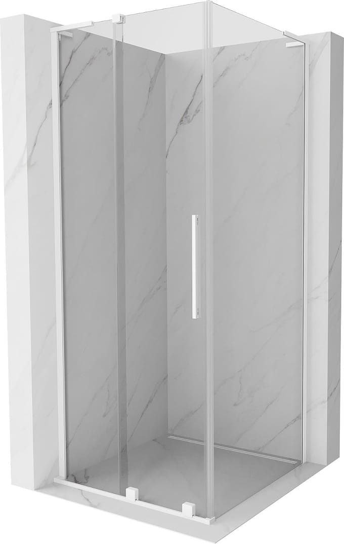 Mexen Velar L schuifbare douchecabine 110 x 110 , transparant, wit - 871-110-110-03-20