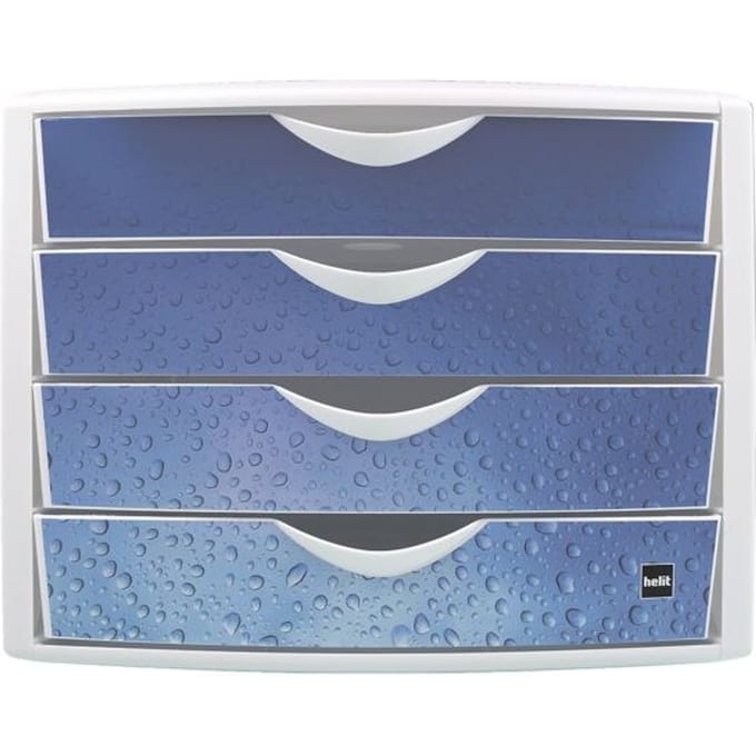 Helit Schubladenbox Chameleon H6129634 4Schübe A4/C4 cool water