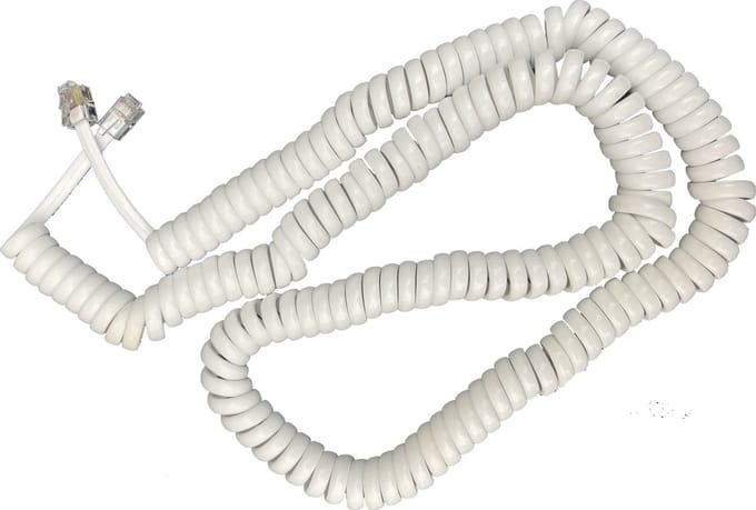KRULSNOER voor telefoonhoorn - EXTRA LANG - 6 m - wit - spiraalkabel