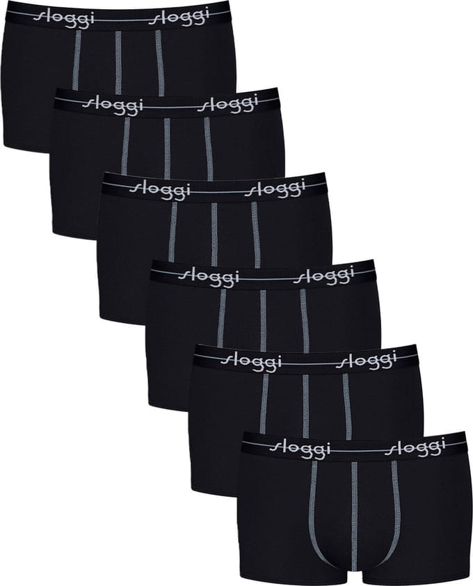 Sloggi Retro Short 6-Pack Heren Onderbroeken - Zwart - Maat M