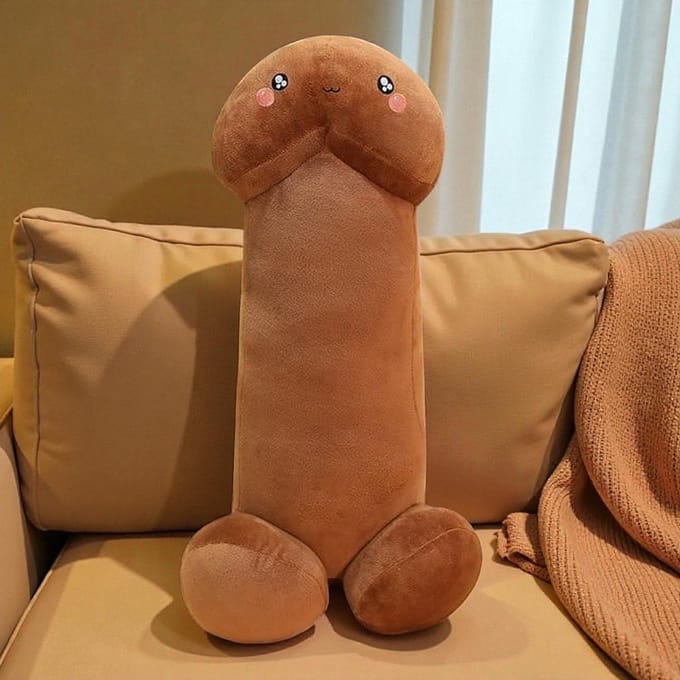 Klikkopers® Penis Bodypillow – Piemel Knuffel – Piemel Decoratie - XL - Groot 70cm - Bruin