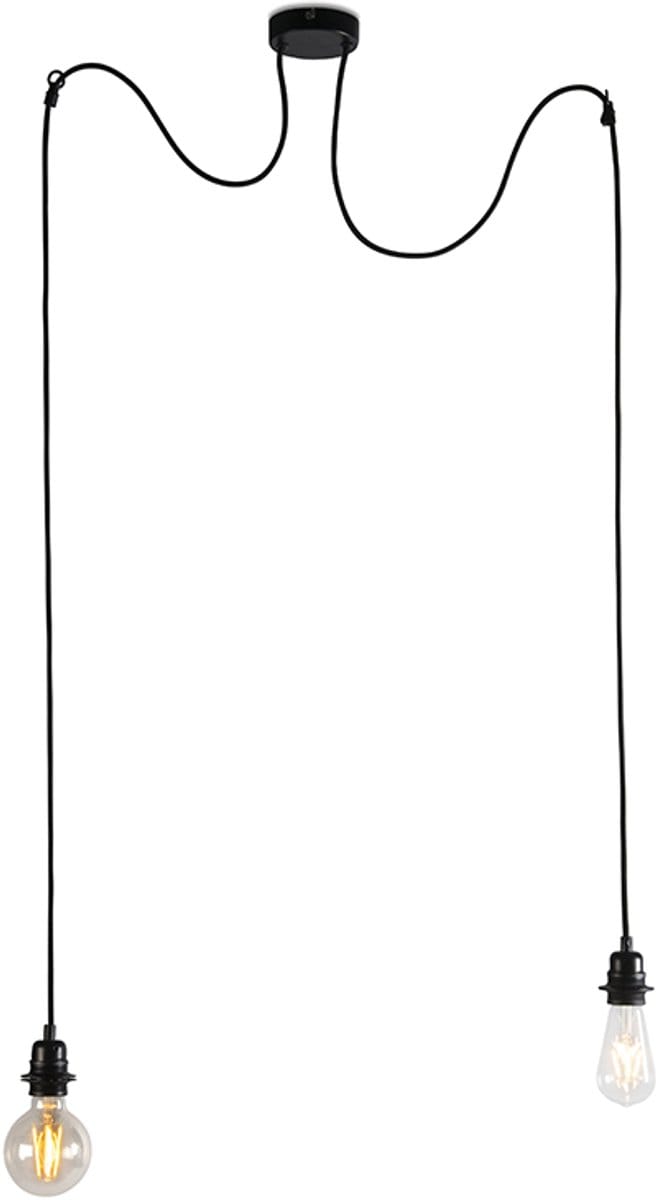 QAZQA HL Cava 2 - Hanglamp - 2 lichts - mm - zwart