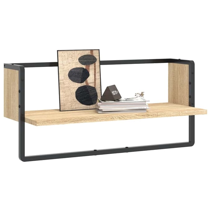 vidaXL - Wandschap - met - stang - 65x25x30 - cm - sonoma - eikenkleurig