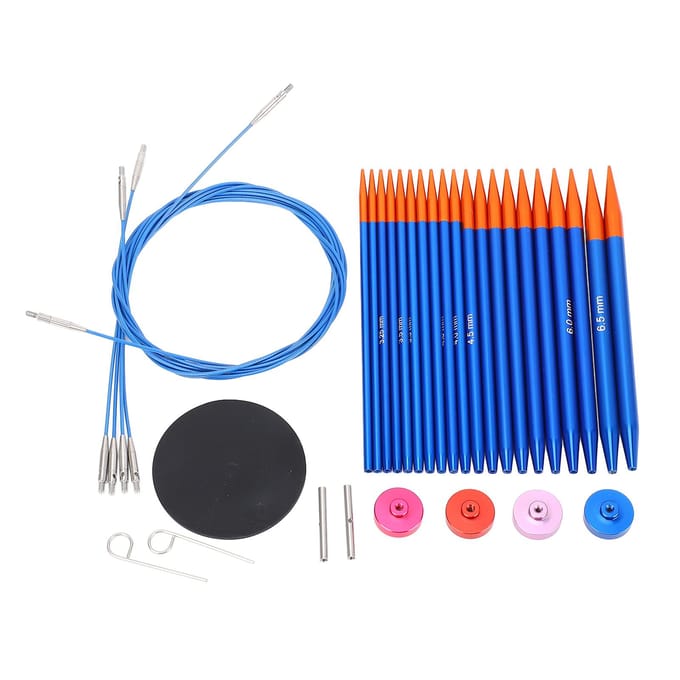 Rondbreinaaldenset en Kabelset Blauw Goudkleur Dubbelhoofd Verwisselbare Naalden voor Thuis blue