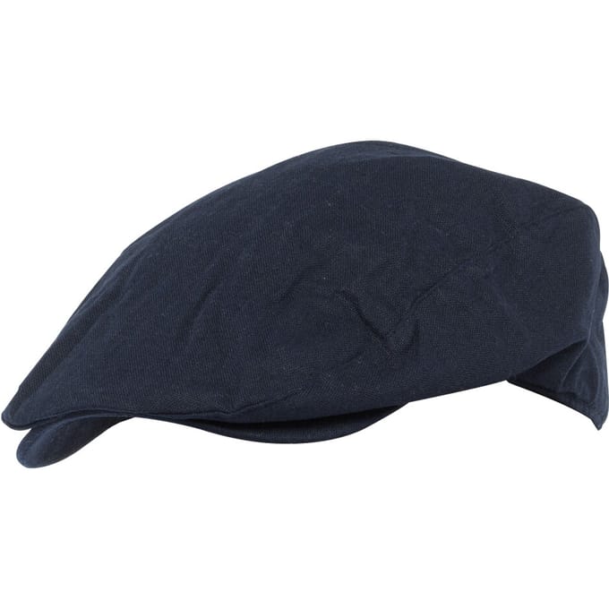 Heren linnen platte pet in crème en denim - Spijkerbroekblauw