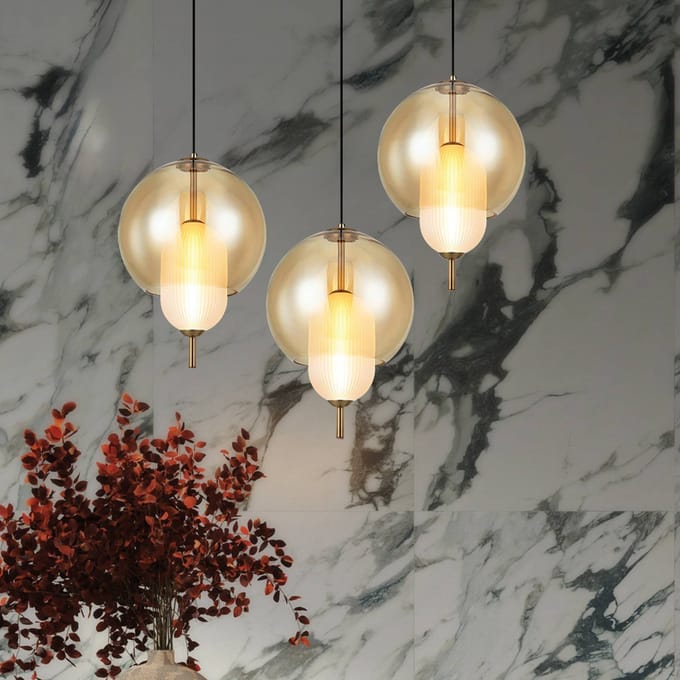 Viokef LED hanglamp Adol, rookgrijs, Ø 25 cm, glas