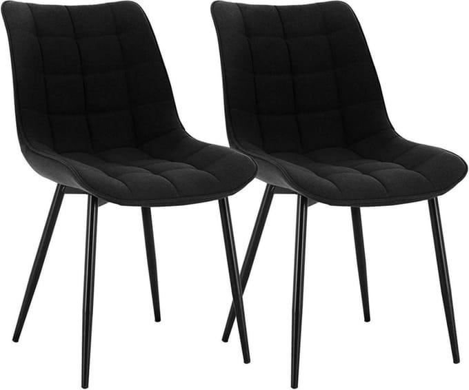 Eetkamerstoelen - Zwart - Fauteuils met armleuning - Linnen - Set van 2