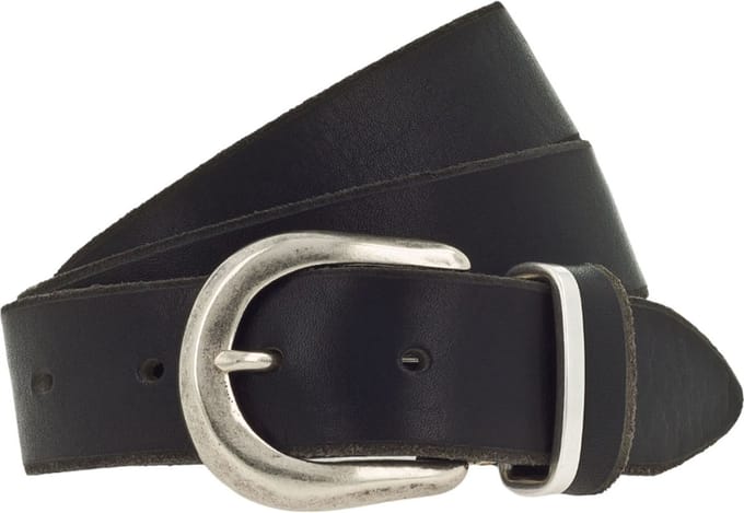b.belt Leren Riem Vally Belt W75 Black Zwart
