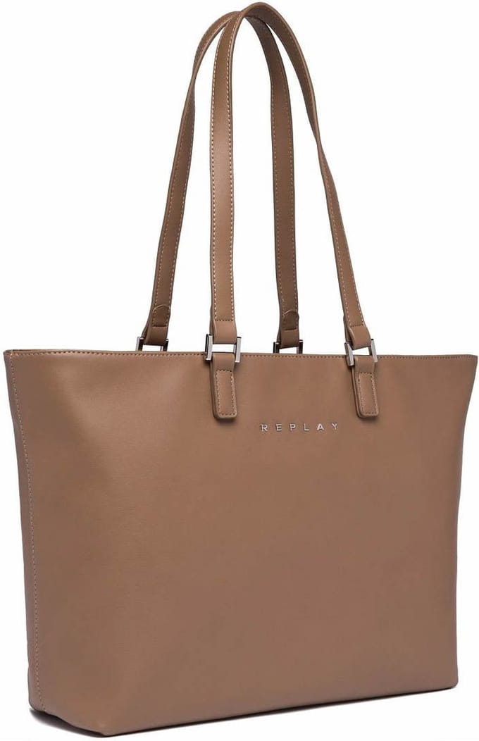 REPLAY Schoudertas Shopper Shoulder Bag Dirty Pale Beige Lichtbruin