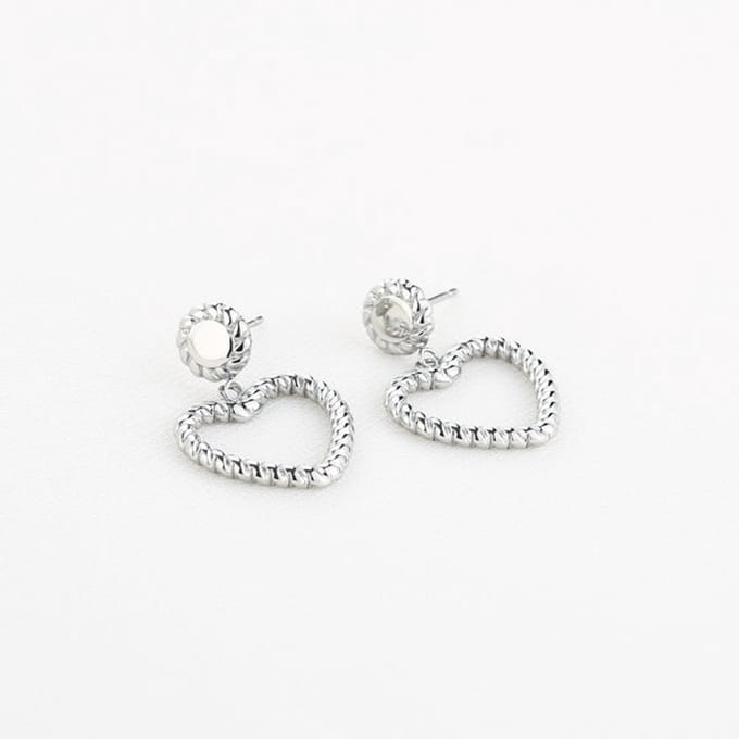 Bijoutheek Oorknoppen Hart Gedraaid Small Silver