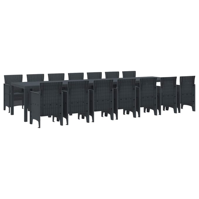 vidaXL - Tuin - eettafelset - met - kussens - 15 - st - Antraciet - PP