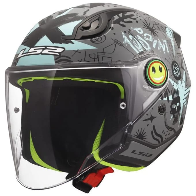 LS2 OF622 Funny II Scribble grijs blauw kinder jethelm