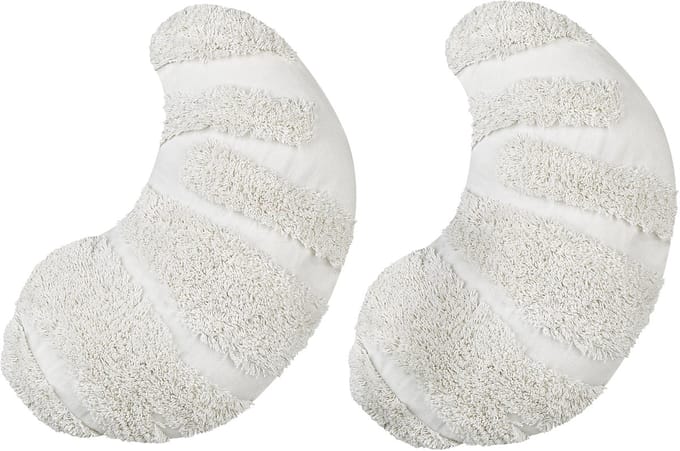 SNOWDROP - Sierkussen set van 2 - Gebroken wit - 25 x 40 cm - Katoen