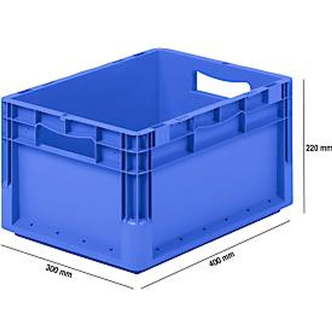 Lichte Eurobox ELB 4220, van PP, inhoud 20,4 l, zonder deksel, blauw