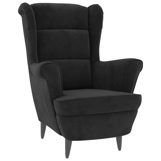 vidaXL - Fauteuil - met - voetenbank - fluweel - zwart