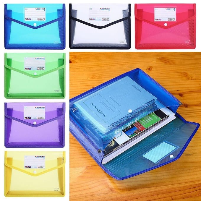 A5 Plastic Papier Organizers Ruime Kantoor Documentenhoes Etui Envelop Map blauw