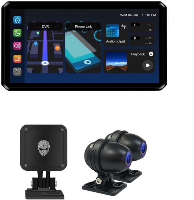AlienRider M2 Pro Motorcycle Multimedia System + Cameras + Wave-Radar -