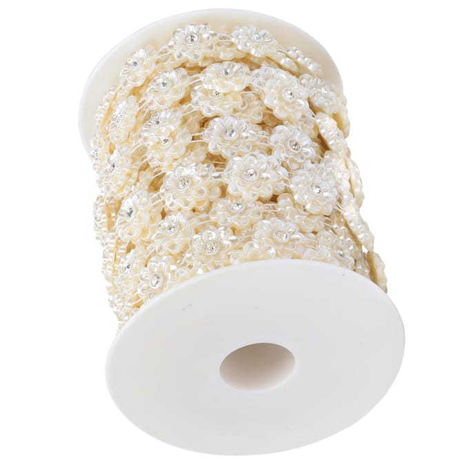 Strass Perle DIY Accessoires de Bijouterie Perles Double Rangée Bordure Perle ABS pour Décoration white