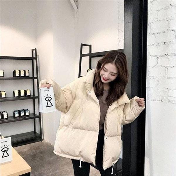 Veste matelassée d'hiver courte et polyvalente pour étudiant, manteau ample et épais pour l'hiver S gray