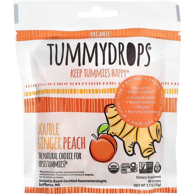Biologische Dubbele Gember Perzik, 33 Pastilles