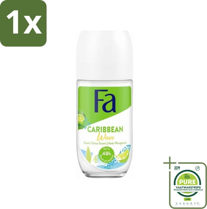 1 x Fa Deodorant Roller Lime Squeeze 50 ml - Deodorant - Antitranspirant - Fa - Caribische Geur - Limoen