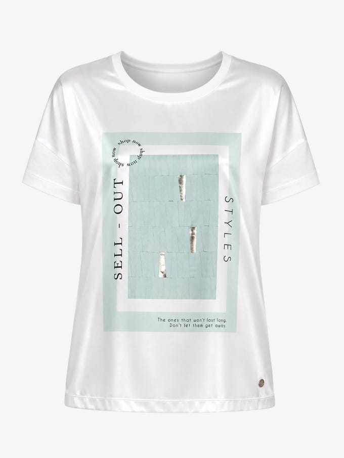 van Verla - Sellout Tshirt - Dames - Korte mouw - Ronde hals - wit / munt - Maat M
