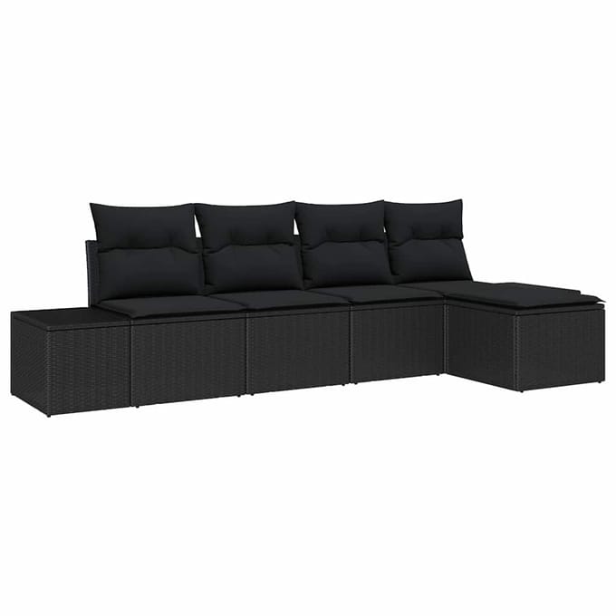 vidaXL Tuin Sofa Set 5 st Zwart poly rattan