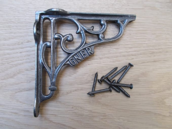 Pair 5" GNER Shelf Brackets Antique Iron Cast Iron Wall Shelf Support