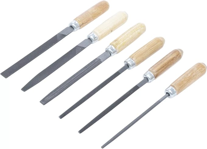 BGS Sleutlvijlen-set - houten heft - 100 mm - 6 delig