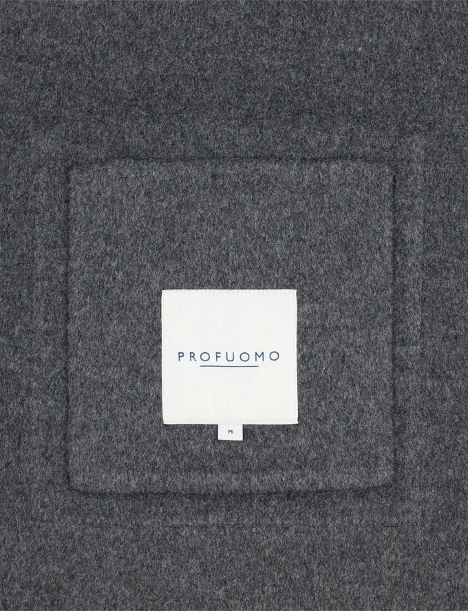 Overshirt Profuomo antraciet wol gemêleerd slim fit