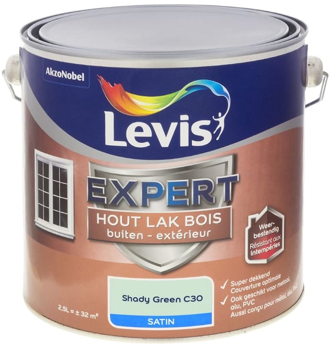 Levis - Expert Hout Lak Buiten Satin Mix - Shady Green C30 - Mengverf - 2,5 L