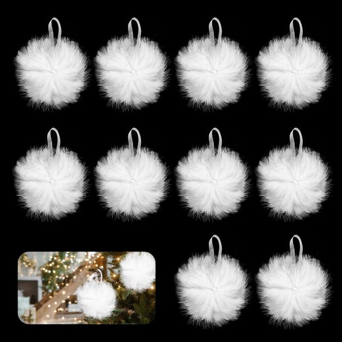 10 Stuks Witte Veer Hangers voor Kerstboomdecoratie, Feestversiering, Bruiloft en Babyshower