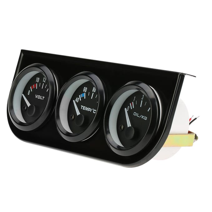 52 mm elektronische drievoudige meterkit oliedruk watertemperatuurmeter voltmeter 3 in 1 autometer zwart
