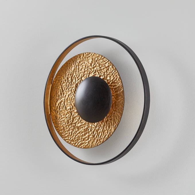 Holländer Wandlamp Satelliet in goud-bruin, Ø 40 cm
