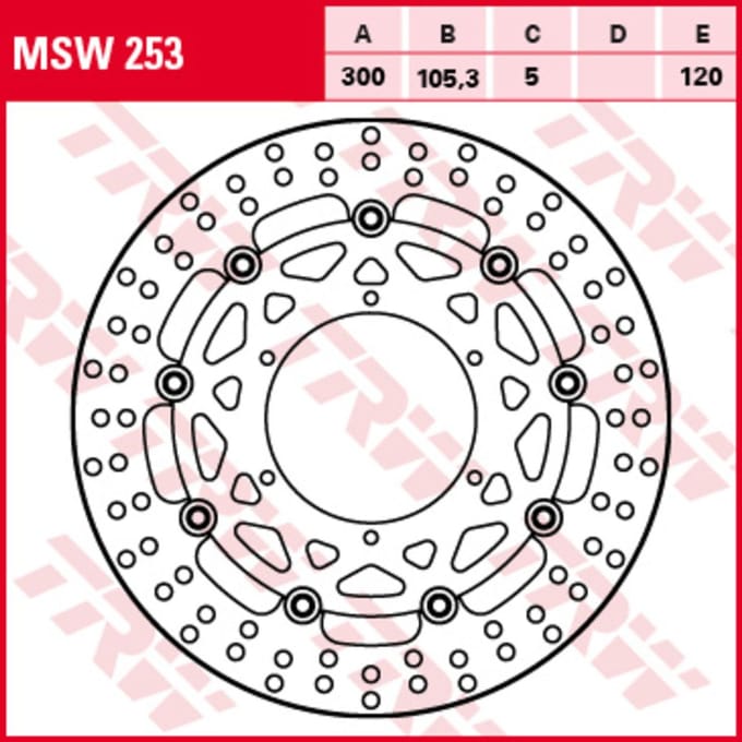 Remschijf TRW MSW253, 1 Stuk
