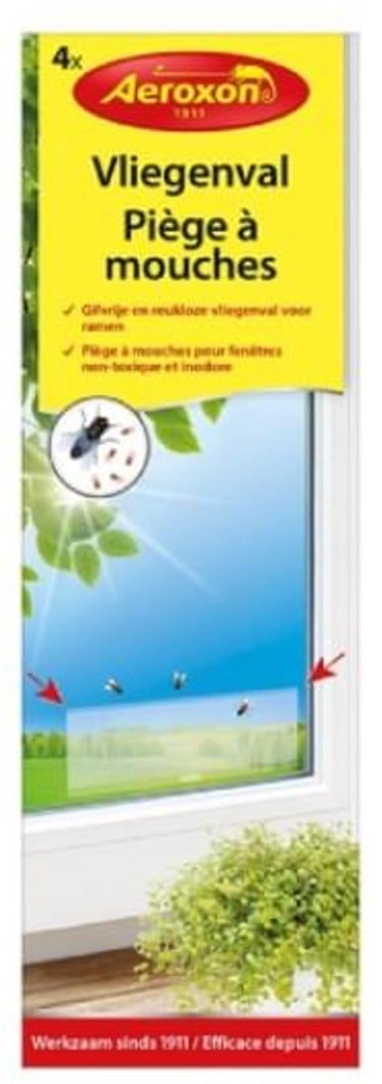 Aeroxon vliegenval voor ramen (4 stuks) - Effectieve Insectenval