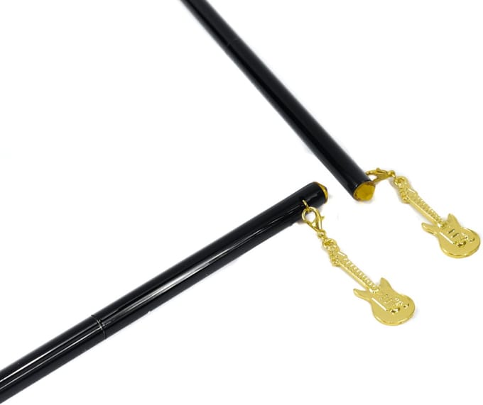 Balpen met elektrische gitaarbedel goud/kristal