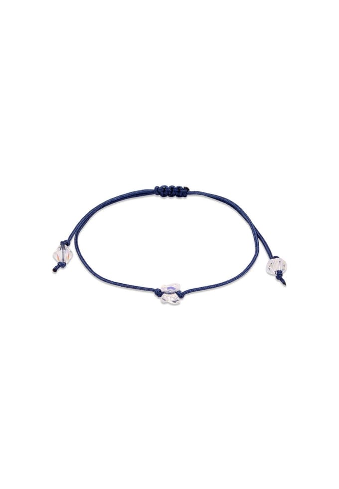 Elli - Armband - Nylon Schmetterling Glas Kristalle Weiß -