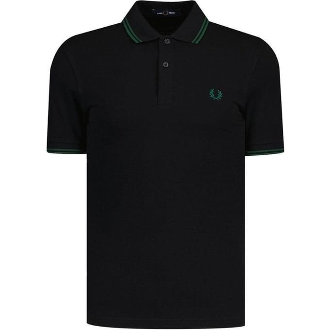 Fred Perry Herenpoloshirt met dubbele kraag (Zwart, Zwart)